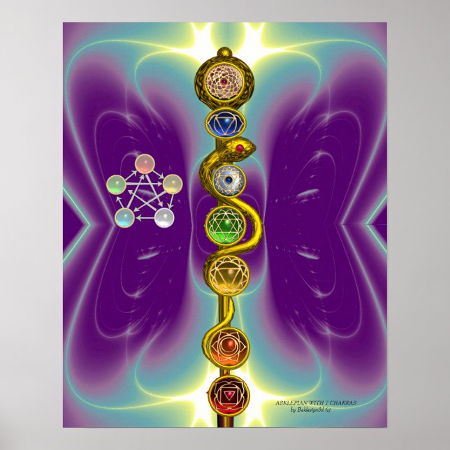 PÓSTER RAIO DE ASCLEPIUS 7 CHAKRAS,YOGA, ENERGIA ESPIRITU (Frente)