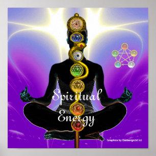Poster RAIO DE ASCLEPIUS 7 CHAKRAS,YOGA LOTUS POSE Roxo