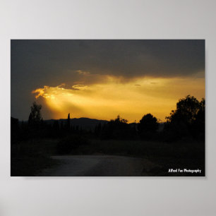 Poster Raios de Sol Celestiais na Paisagem do Céu