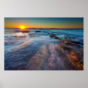 Póster Raios de sol iluminam o Oceano Pacífico