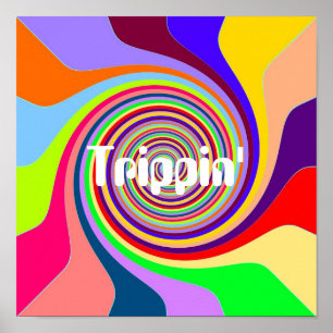 Póster Raios do arco-íris Groovy psicedélico pop art Tr