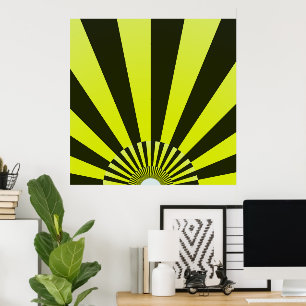 Poster Raios do Sol Retrospectivo Amarelo Negro Sunset