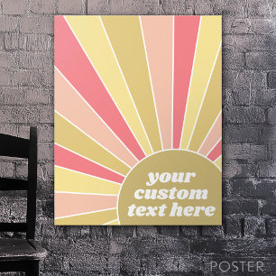 Poster Raios Sunshine Coloridos com texto favorito