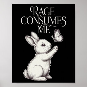 Poster Raiva Me Consome Coelho Borboleta Sarcástico Menta