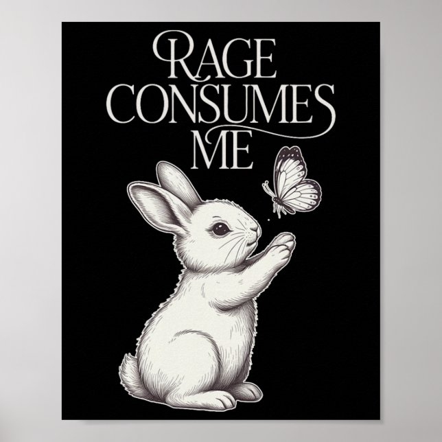 Poster Raiva Me Consome Coelho Borboleta Sarcástico Menta (Frente)