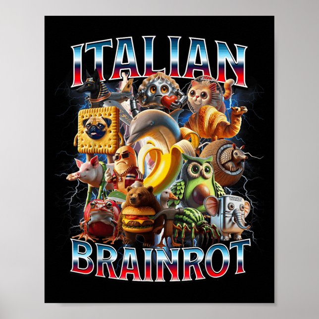 Poster Raiz Do Cérebro Italiano Brainrot Engraçado Memóri (Frente)
