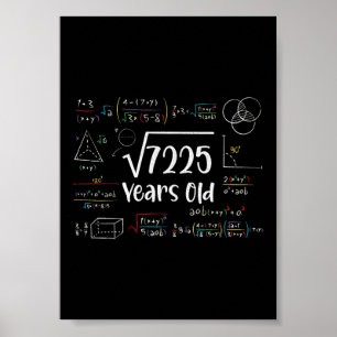 Poster Raiz Quadrada de 7225 Aniversário de 85 anos Prese