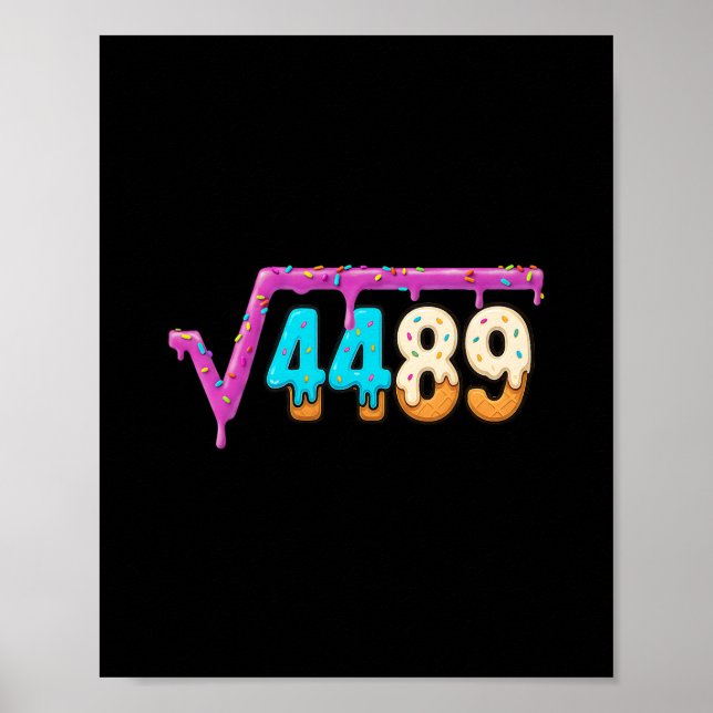 Poster Raiz Quadrada Engraçada 4489 Sorvete Drip Matemáti (Frente)