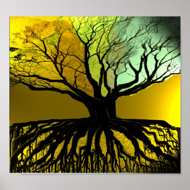 Poster Raízes azul e verde (Frente)