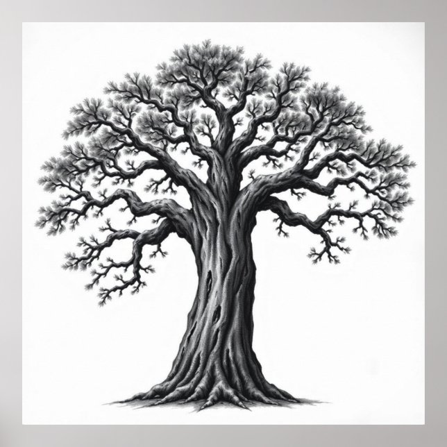 Poster Raízes da Serenidade: Árvore da Vida do Carvão Zen (Frente)