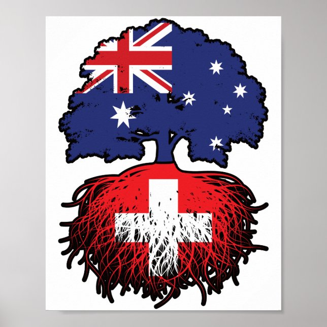 Poster Raízes de Árvore da Austrália Australiana suiça (Frente)