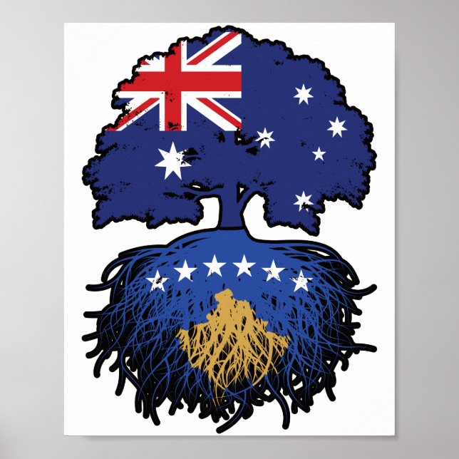 Poster Raízes de Árvore do Kosovo Kosovar Austrália (Frente)