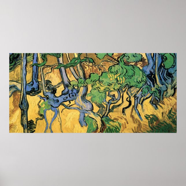Póster Raízes de árvores e troncos de Vincent van Gogh (Frente)