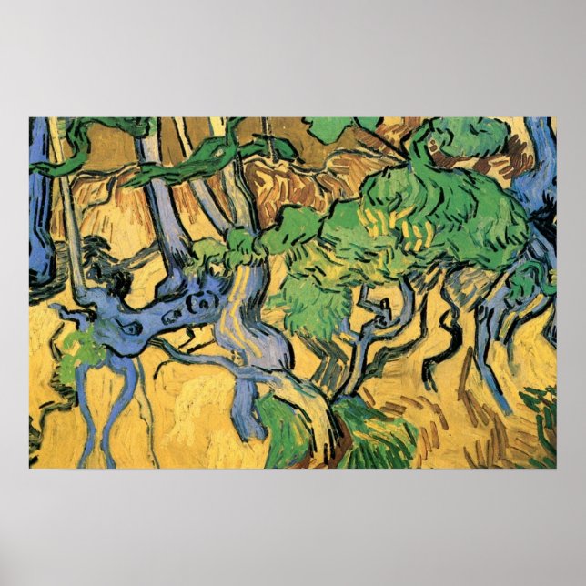 Póster Raízes e Troncos de Árvores por Vincent van Gogh (Frente)