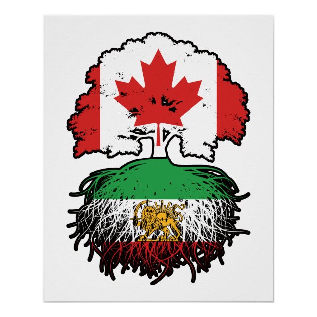 Póster Raízes Iranianas Crescidas Canadenses Leão e Sol (Frente)