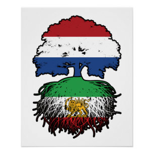 Póster Raízes iranianas cultivadas na Holanda Leão e Sol