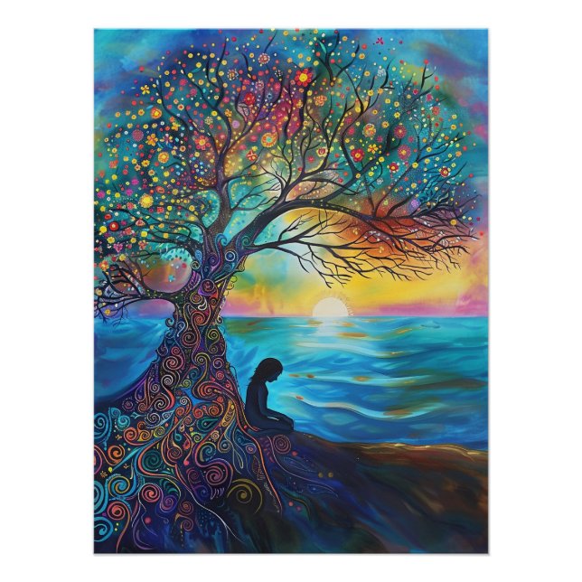 Póster Raízes Sagradas ao Amanhecer do Oceano (Frente)