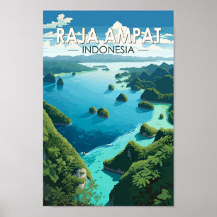 Poster Raja Ampat Indonesia Viagem Art Vintage