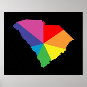 Póster rajada de cor da Carolina do Sul