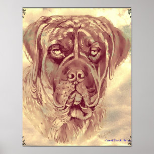 Poster rajado do Mastiff pela canção de natal