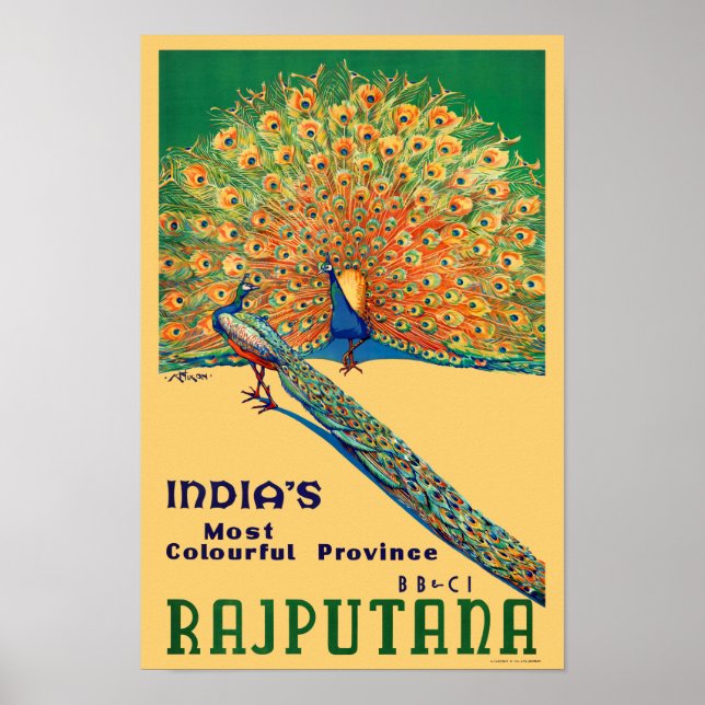Poster Rajputana India Viagens vintage (Frente)
