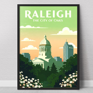Poster Raleigh Carolina do Norte Vintage