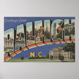 Poster Raleigh, North Carolina - Large Letter Scenes