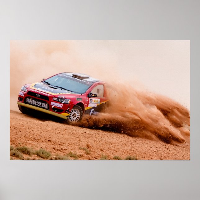 Póster Rally China, Mitsubishi Evo (Frente)