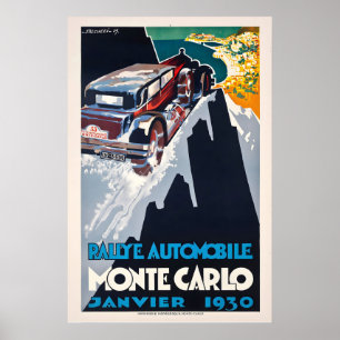 Poster Rallye Automobilístico Monte Carlo Janeiro1930 Ant
