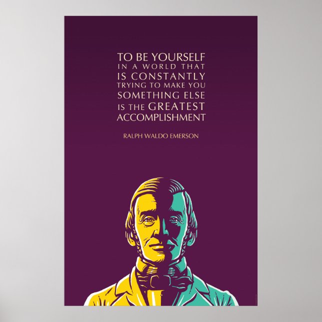 Poster Ralph Waldo Emerson Citação: Ser Você Mesmo (Frente)