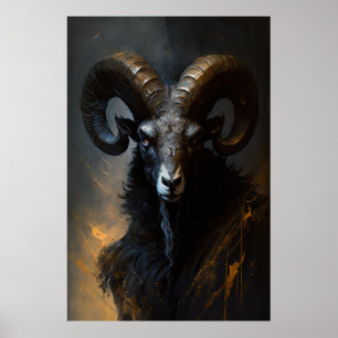 Poster Ram Retrait Animal Nature Wildlife Dark Painting