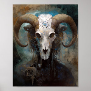Poster Ram Skull Surreal Fantasy Art