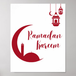 Poster Ramadan Kareem Crescent Moon & Lantern Wall Print 