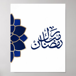 Poster Ramadan Mubarak em cor azul árabe