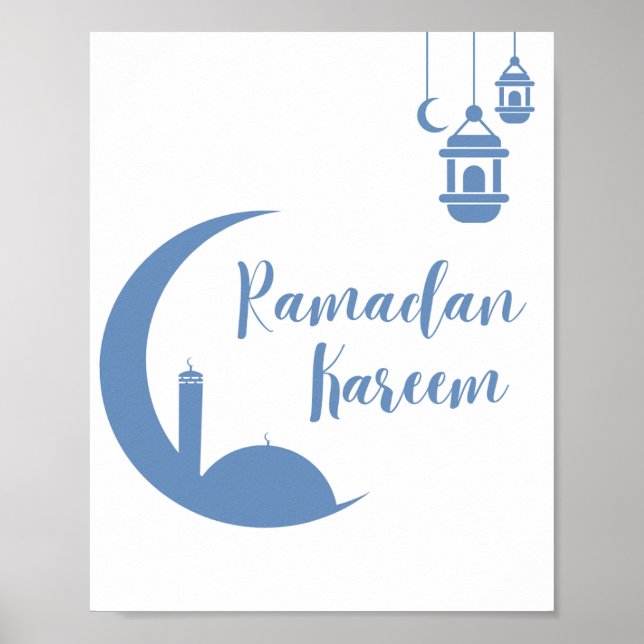 Poster Ramadão Kareem Crescente e Lanterna de Parede Eleg (Frente)
