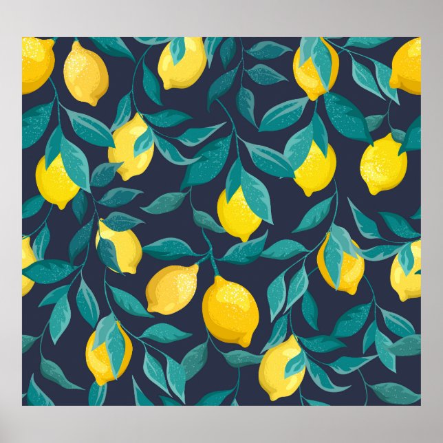 Poster Ramais de limão: Azul Decorativo Sem Olhos (Frente)