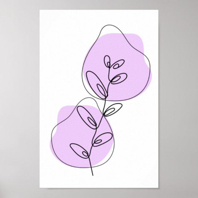 Poster Ramais E Folhas De Arte De Linha (Frente)