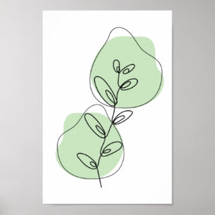 Poster Ramais E Folhas De Arte De Linha