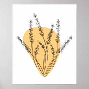 Poster Ramais E Folhas De Arte De Linha