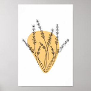 Poster Ramais E Folhas De Arte De Linha