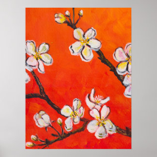 Poster Ramal branco florado em primavera