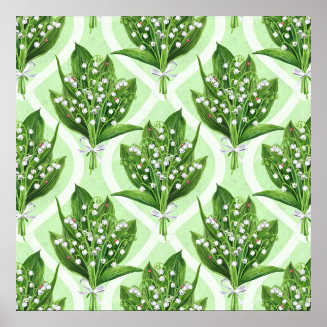 Poster Ramalhete de flores de lírio do vale em verde (Frente)