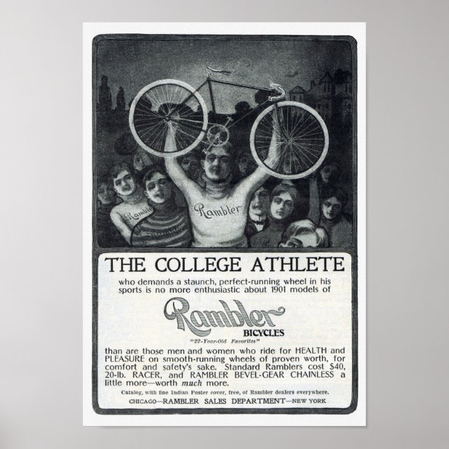 Poster Rambler Bicycle Advertisement Circa 1901 (Frente)