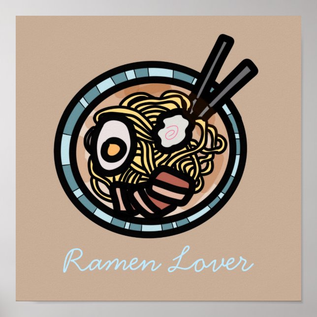Poster Ramen ama japonês fofo (Frente)