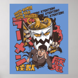 Poster Ramen Ataca Kaiju Japonês