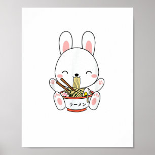 Poster Ramen Bunny Bowl para Kawaii Ramen Noodle Soup Lov