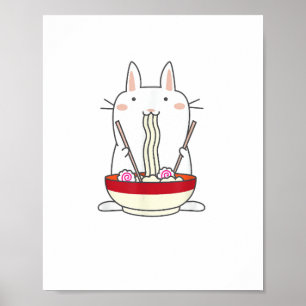 Poster Ramen Bunny Japonês Noodles Kawaii Rabbit Tee Gi