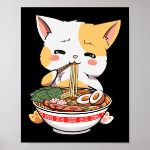 Poster Ramen Cat Anime Bowl Kawaii Neko Japonês Kids Gir