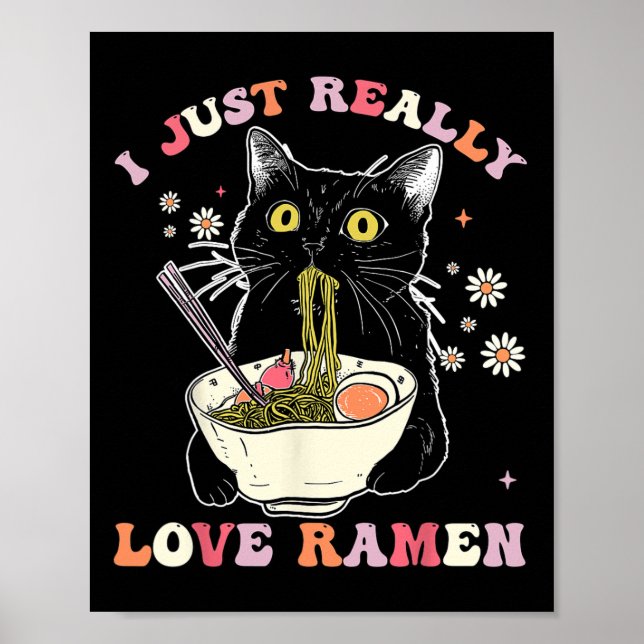 Poster Ramen Cat Anime Kawaii Clothes Otaku Clothing Mang (Frente)