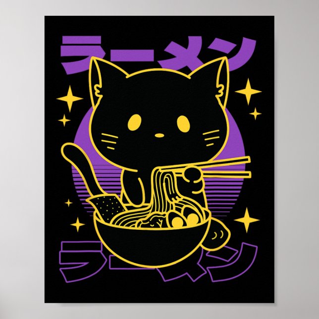 Poster Ramen Cat Japonês (Frente)